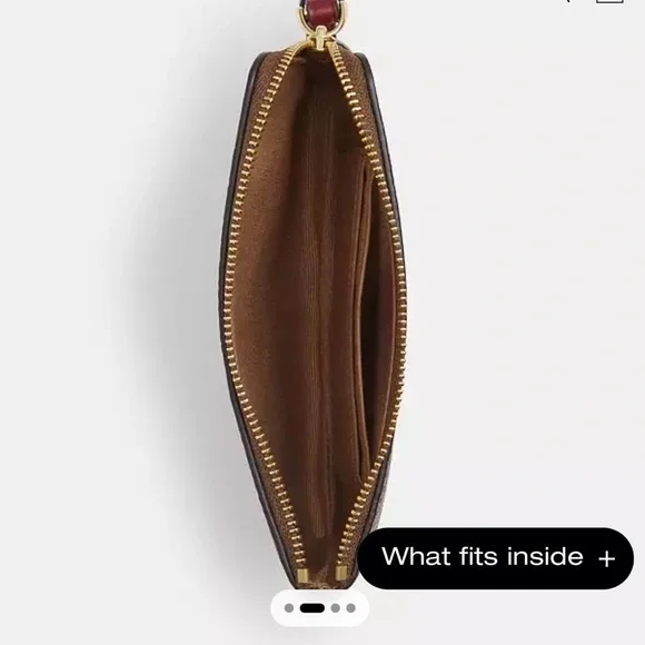 Coach Corner Zip Wristlet In Signature Canvas With Cherry Print - Picture 6 of 7